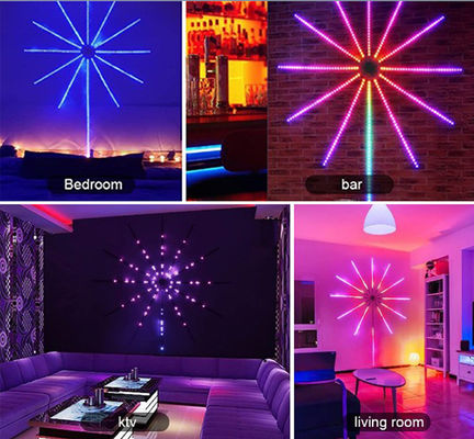 Color ideal del pixel LED de la música de DIY APP de la luz del fuego artificial remoto de la tira para la Navidad