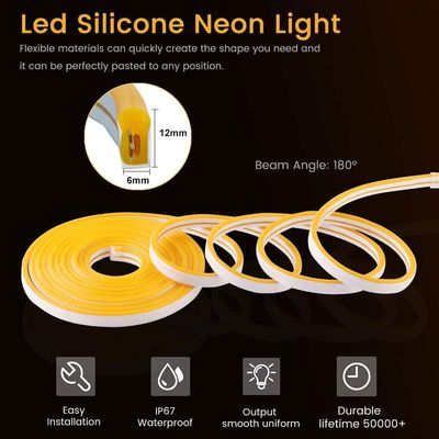 Tira ligera llevada flexible llevada de neón de la prenda impermeable de la luz de tira del PVC de DC 12v 600leds 6*12m m