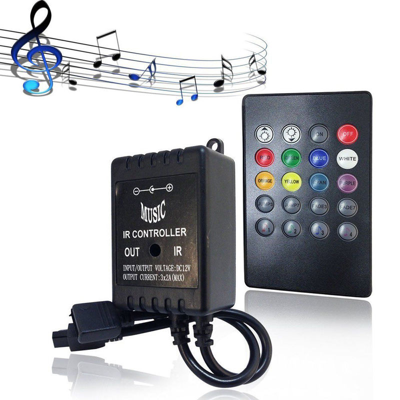 Controlador de música LED RGB 3CH 20 teclas de control remoto por infrarrojos para la decoración del hogar